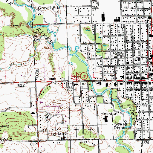 Topographic Map of Gladwin City Hall, MI
