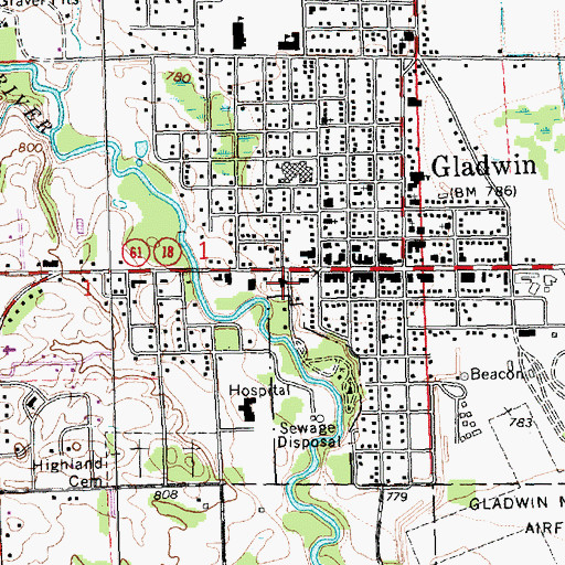 Topographic Map of Gladwin County Sheriff's Office, MI