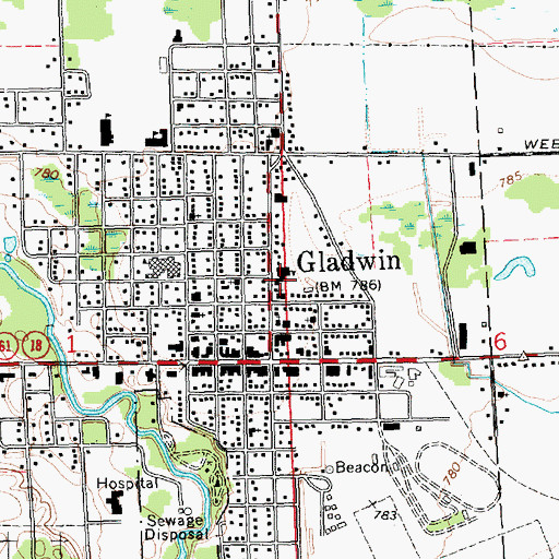 Topographic Map of Sacred Heart School, MI