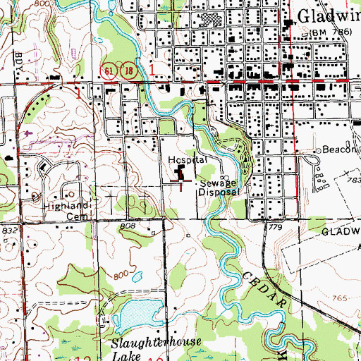 Topographic Map of Mid Michigan Medical Center - Gladwin, MI