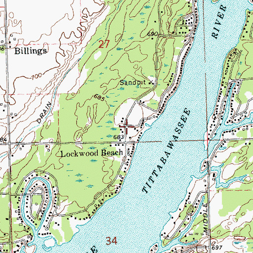 Topographic Map of Pleasant Beach Mobile Home Park, MI