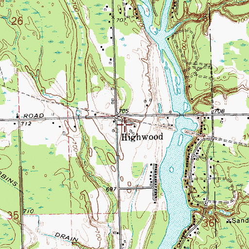Topographic Map of Highwood Station (historical), MI