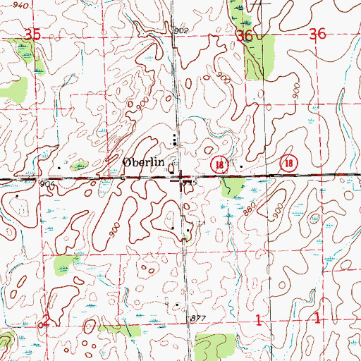 Topographic Map of Oberlin Post Office (historical), MI