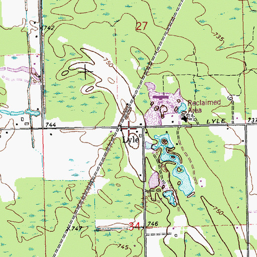 Topographic Map of Lyle Post Office (historical), MI