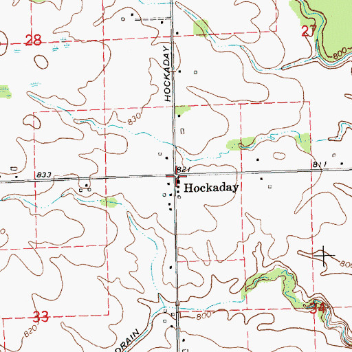 Topographic Map of Hockaday Post Office (historical), MI