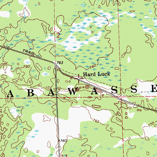 Topographic Map of Hardluck Post Office (historical), MI