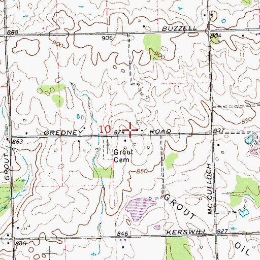 Topographic Map of Grout Post Office (historical), MI