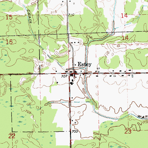 Topographic Map of Estey Post Office (historical), MI