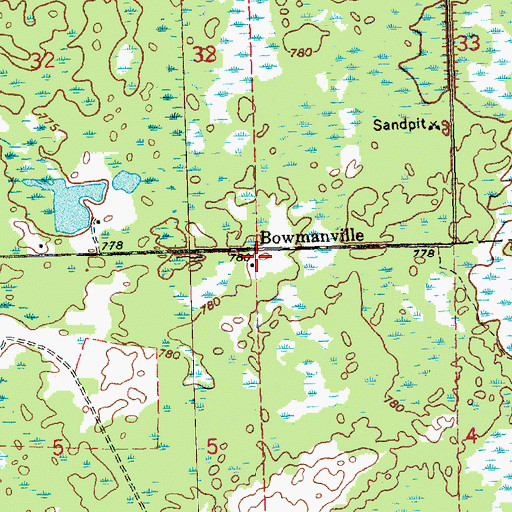 Topographic Map of Bomanville Post Office (historical), MI