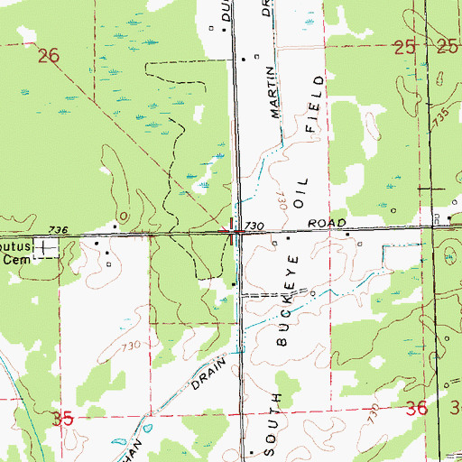 Topographic Map of Arbutus Post Office (historical), MI