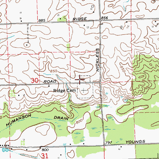 Topographic Map of Sacred Heart Cemetery, MI