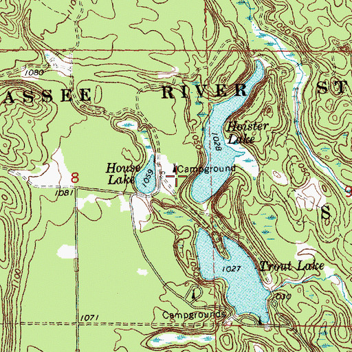 Topographic Map of House Lake State Forest Campground, MI