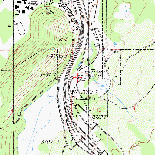 Topographic Map of Cal-ore Trail Mobile Estates, CA