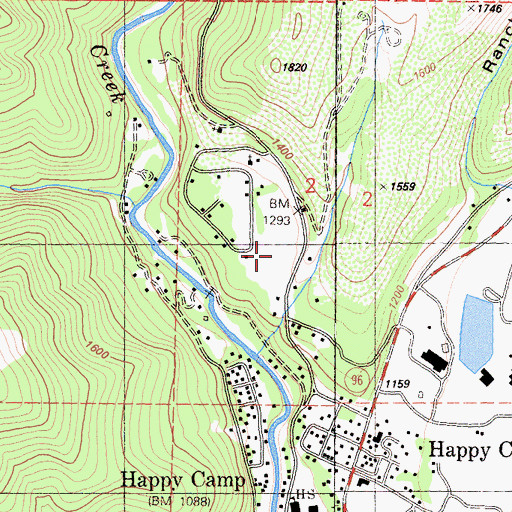 Topographic Map of Indian Creek Trailer Park, CA
