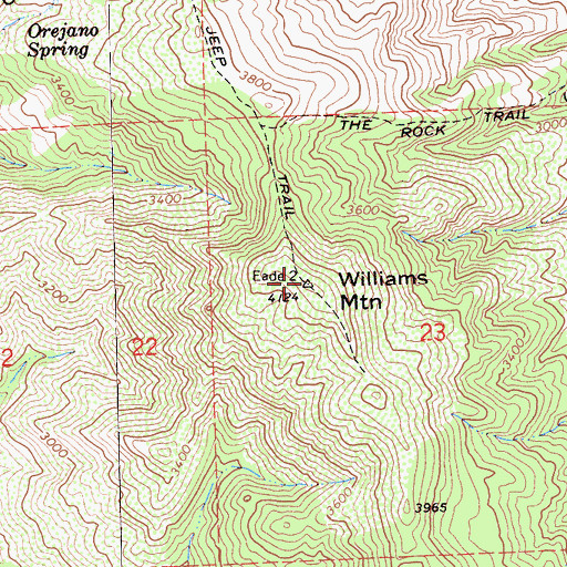 Topographic Map of Williams Mountain, CA