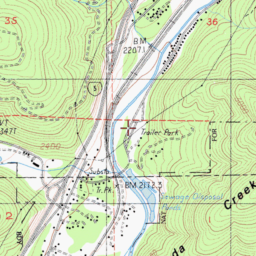 Topographic Map of Riverwood Mobile Home Estates, CA