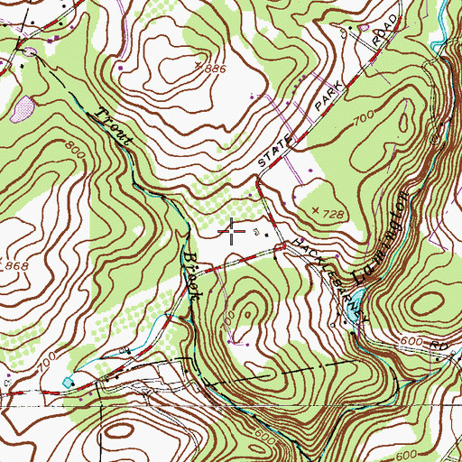 Topographic Map of Hacklebarney Farm, NJ