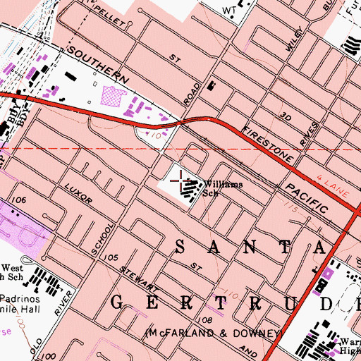 Topographic Map of Williams Elementary School, CA