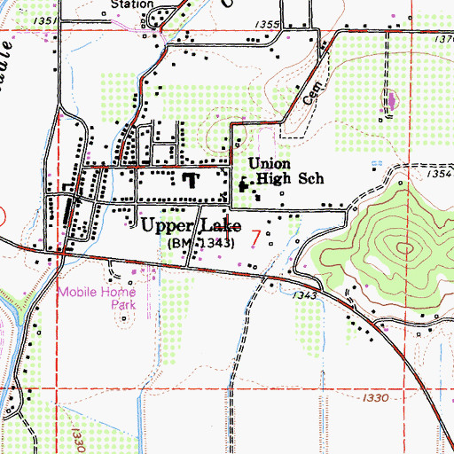 Topographic Map of Upper Lake Middle School, CA