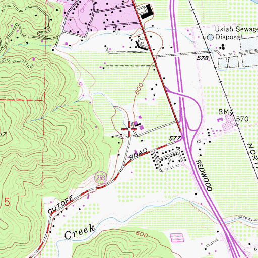 Topographic Map of Ukiah Junior Academy, CA