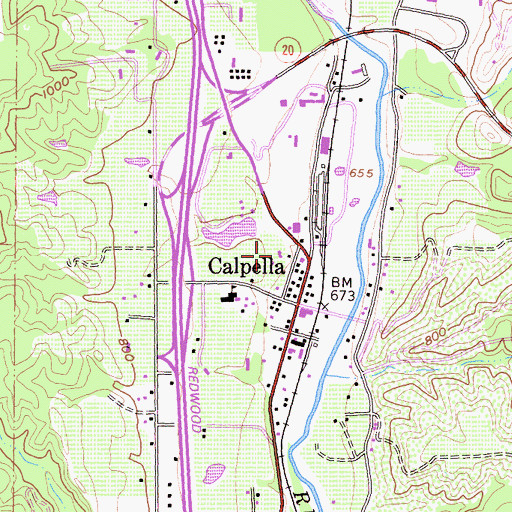 Topographic Map of Waldorf School of Mendocino County, CA
