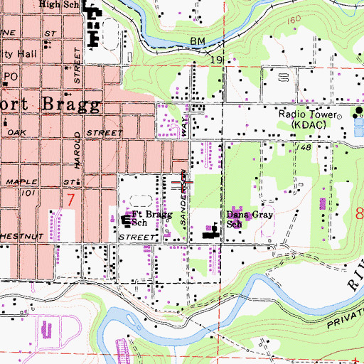 Topographic Map of Noyo High School, CA