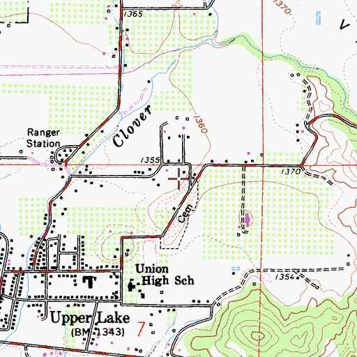 Topographic Map of Clover Valley High School, CA