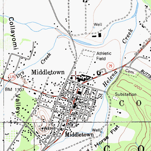 Topographic Map of Middletown Community Day School, CA