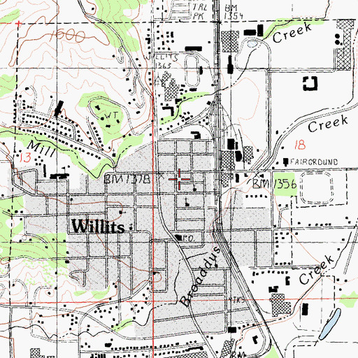 Topographic Map of Willits Charter School, CA