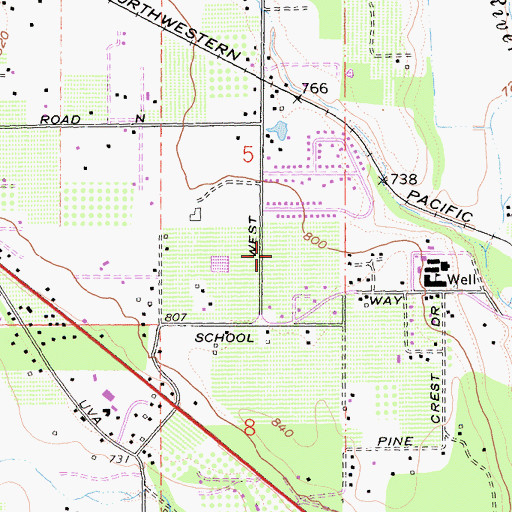 Topographic Map of Eagle Peak Middle School, CA