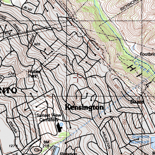 Topographic Map of Growing Light Montessori School of Kensington, CA