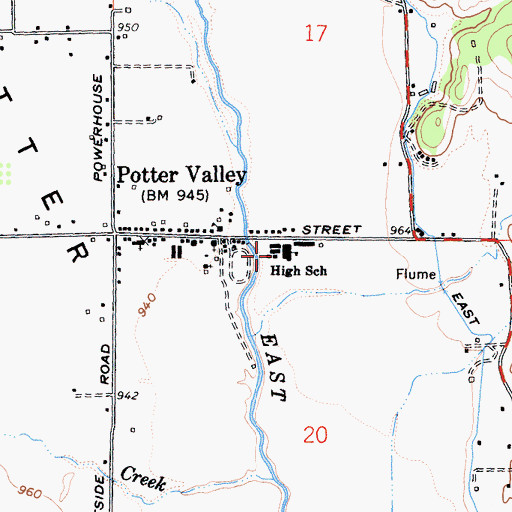 Topographic Map of Potter Valley Community Day School, CA
