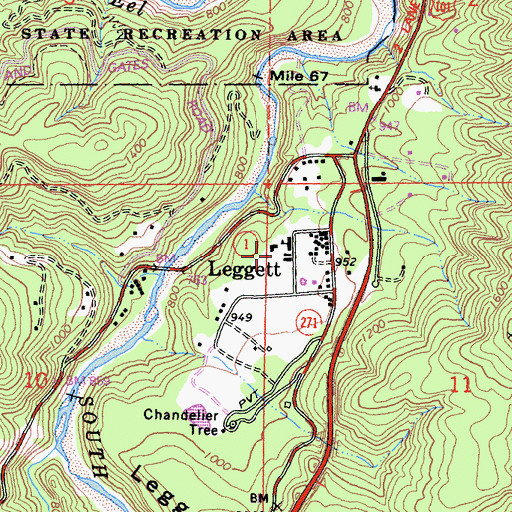 Topographic Map of Redwood Continuation High School, CA