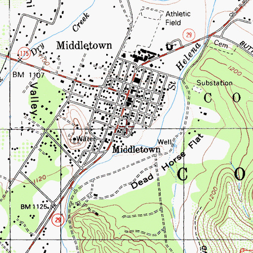 Topographic Map of Middletown Elem Community Day School, CA