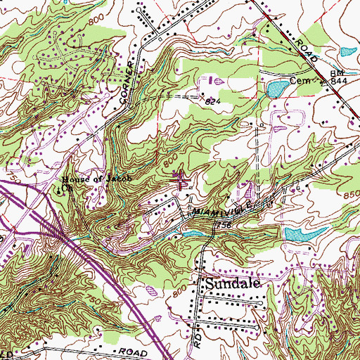 Topographic Map of Elk Hills Farm, OH