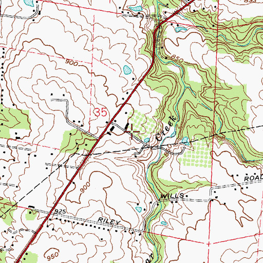 Topographic Map of Hidden Valley Fruit Farm, OH