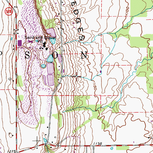 Topographic Map of Lausin Farms, OH