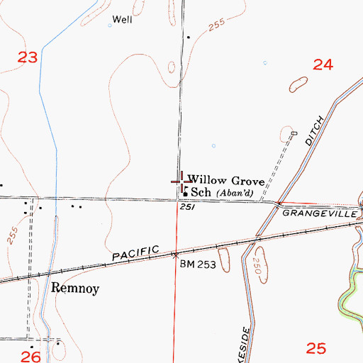 Topographic Map of Willow Grove School, CA