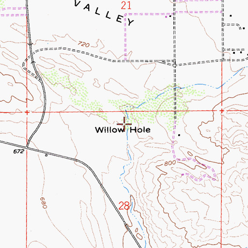 Topographic Map of Willow Hole, CA