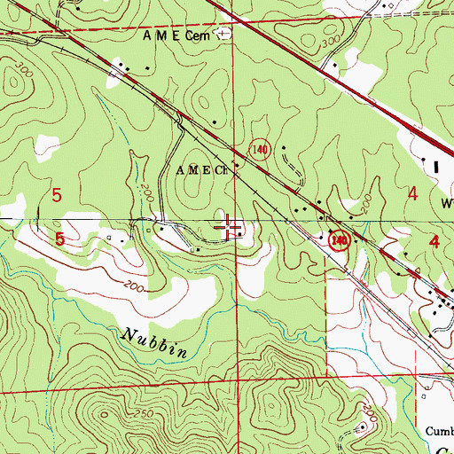 Topographic Map of Evergreen Farms, AL