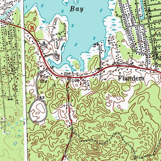 Topographic Map of Flanders United Methodist Church, NY