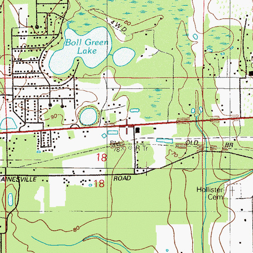 Topographic Map of Manville Substation Clay Electric Co-op, FL