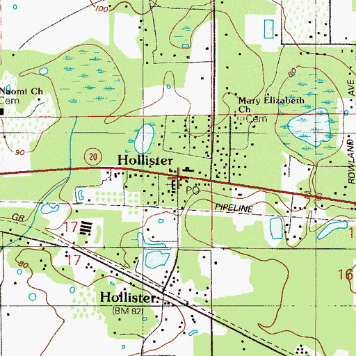 Topographic Map of First Baptist Church, FL