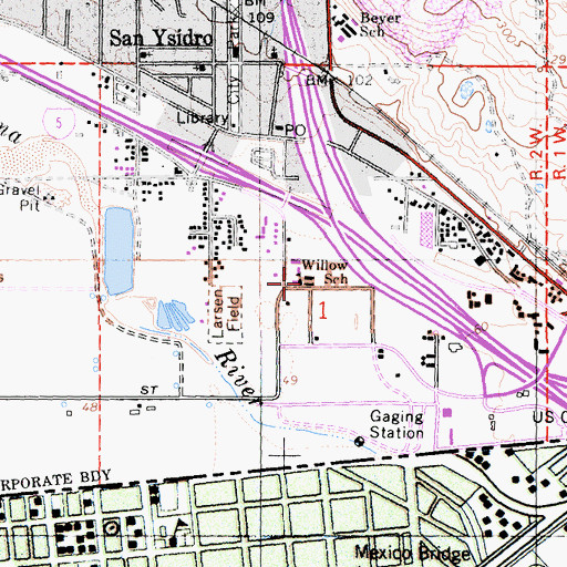 Topographic Map of Willow Elementary School, CA