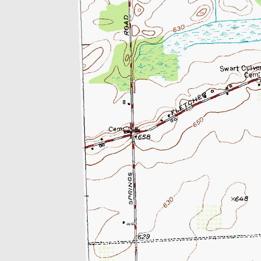 Topographic Map of Fletcher Chapel Cemetery, NY