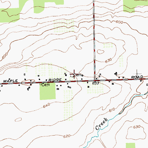 Topographic Map of Maple Ridge Cemetery, NY