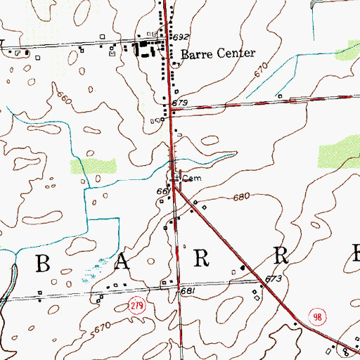 Topographic Map of Barre Center Cemetery, NY