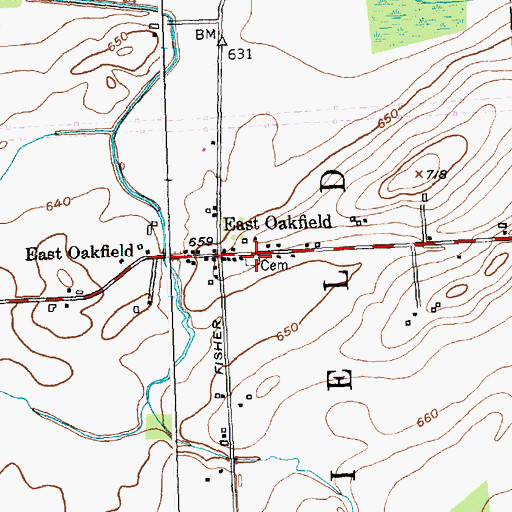 Topographic Map of East Oakfield Cemetery, NY