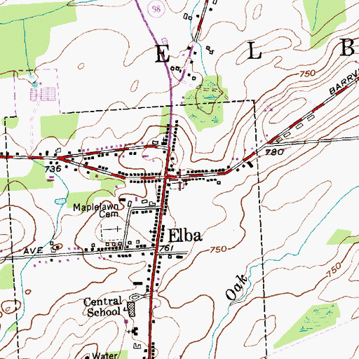 Topographic Map of Pine Hill Cemetery, NY