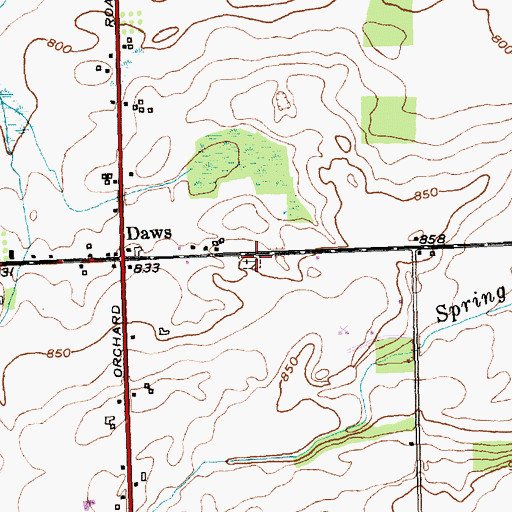 Topographic Map of Daws Corners Cemetery, NY